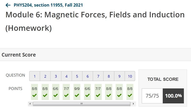 Physics Magnetism Homework 100% WebAssign 2021